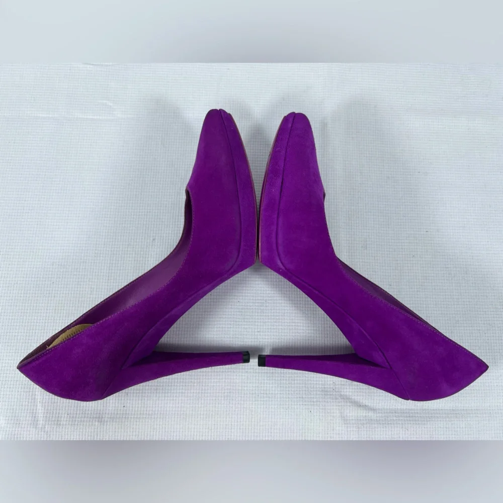 Yves Saint Laurent Rive Gauche Purple Suede Platform Pumps EU 37.5